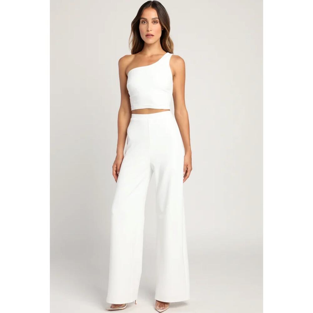 Lulu's White One-Shoulder Jumpsuit